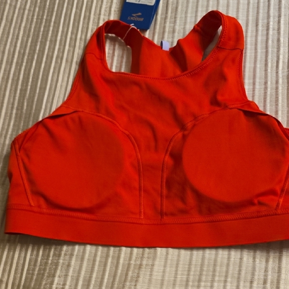 Brooks Running Sports Bra Crop Top High Neck Bold Red 38E(DD) - Picture 14 of 16